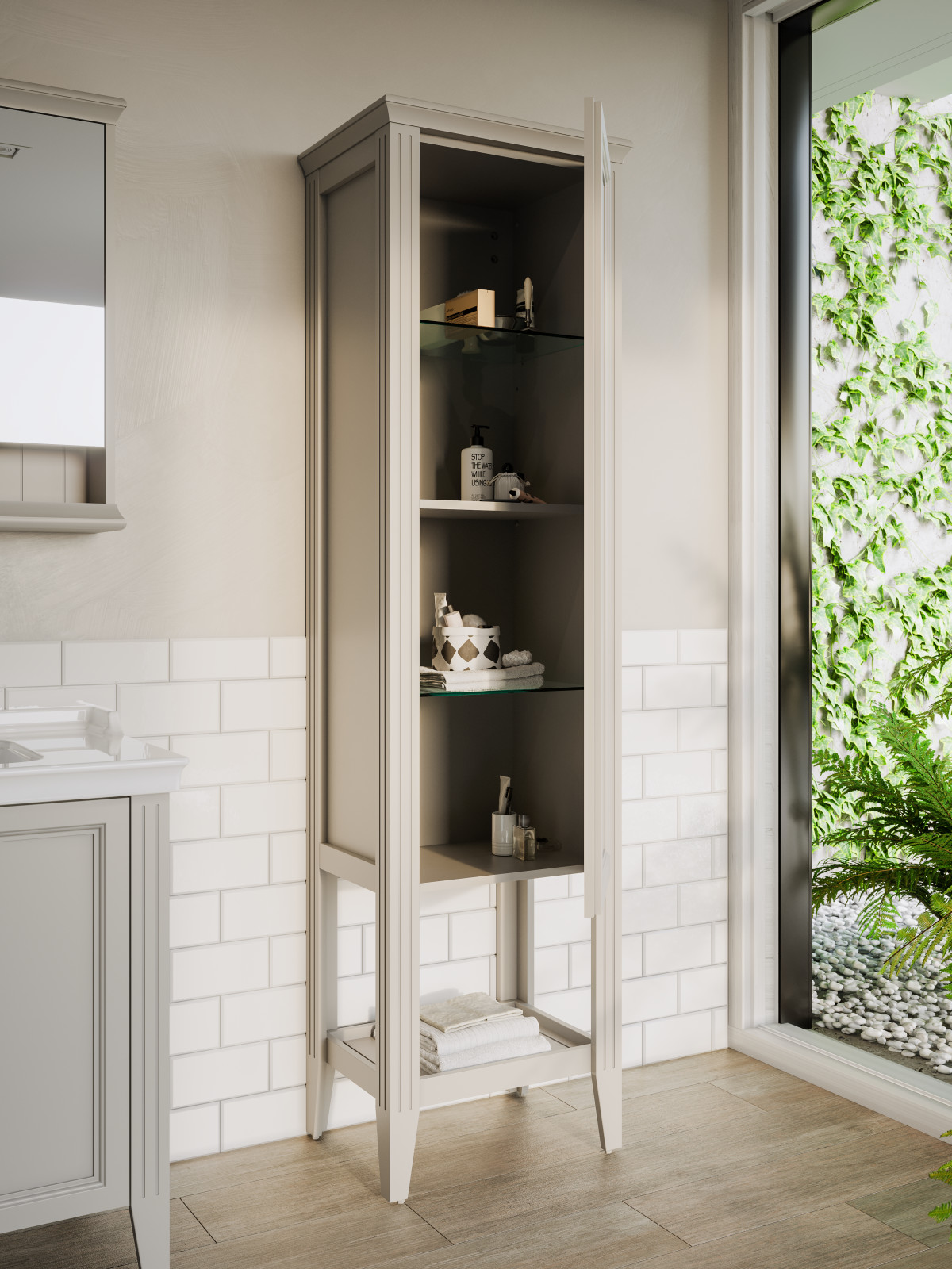 Шкаф пенал в ванную VitrA Valarte 62241 55 см матовый серый МДФ