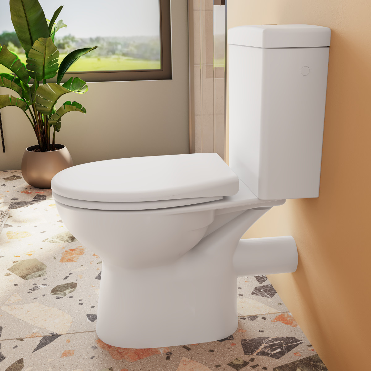 Унитаз-компакт напольный VitrA S10 9864B003-7201 с сиденьем без микролифта белый санитарный фарфор антибактериальное покрытие Hygiene