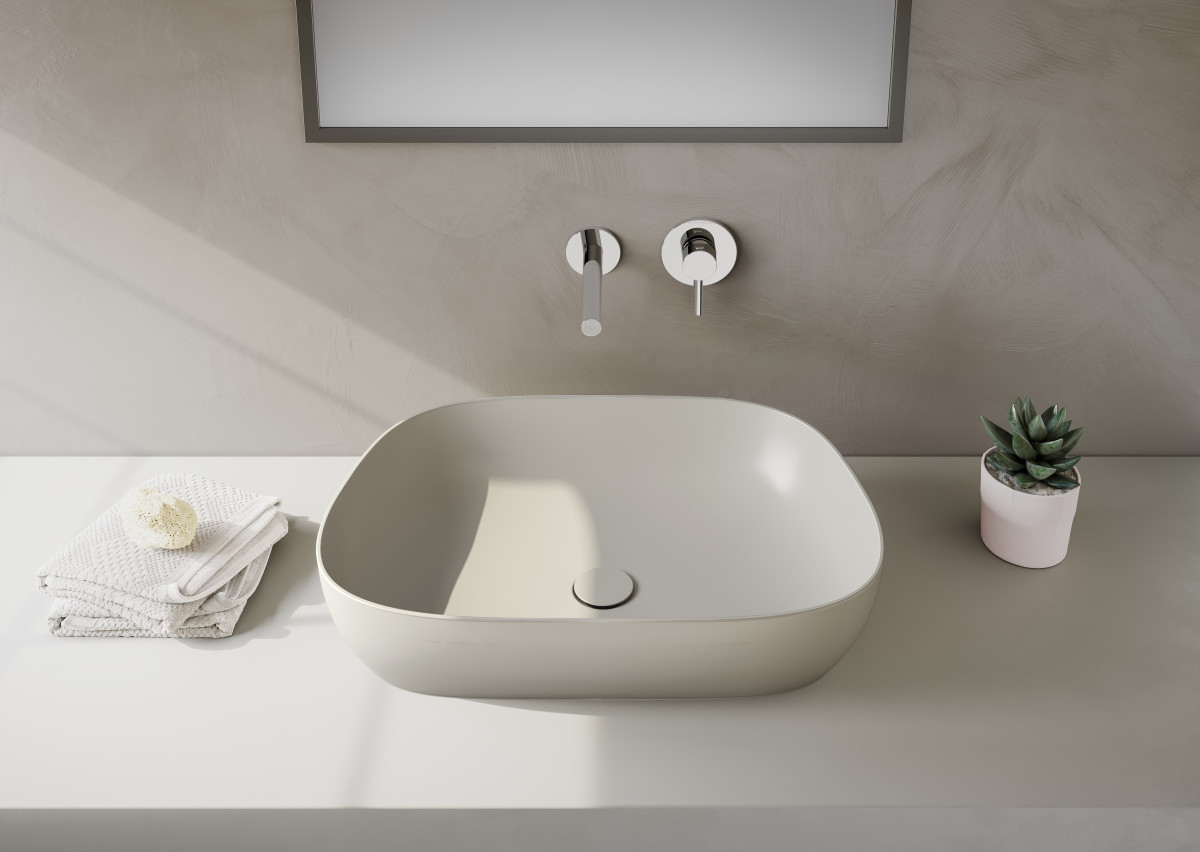 Раковина чаша VitrA Outline Recycled 7993B066-0016 63 x 42 см накладная матовая бежевая антибактериальное покрытие Hygiene