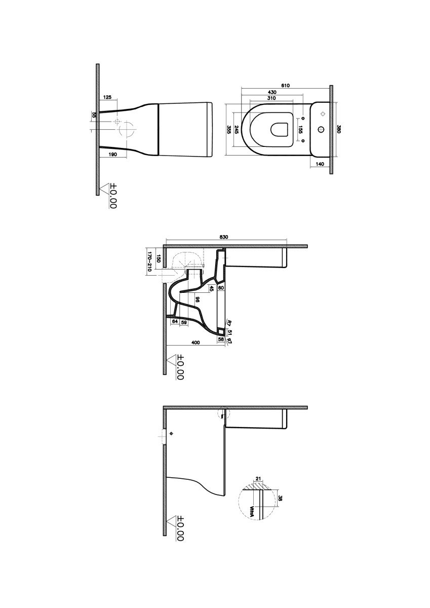 Унитаз-компакт напольный VitrA Zentrum 9012B003-7202 с сиденьем без микролифта белый санитарный фарфор антибактериальное покрытие Hygiene