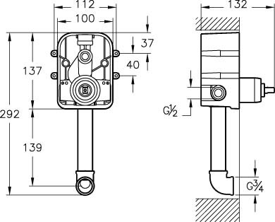 Смеситель для ванны Vitra D-Line встроенный, хром