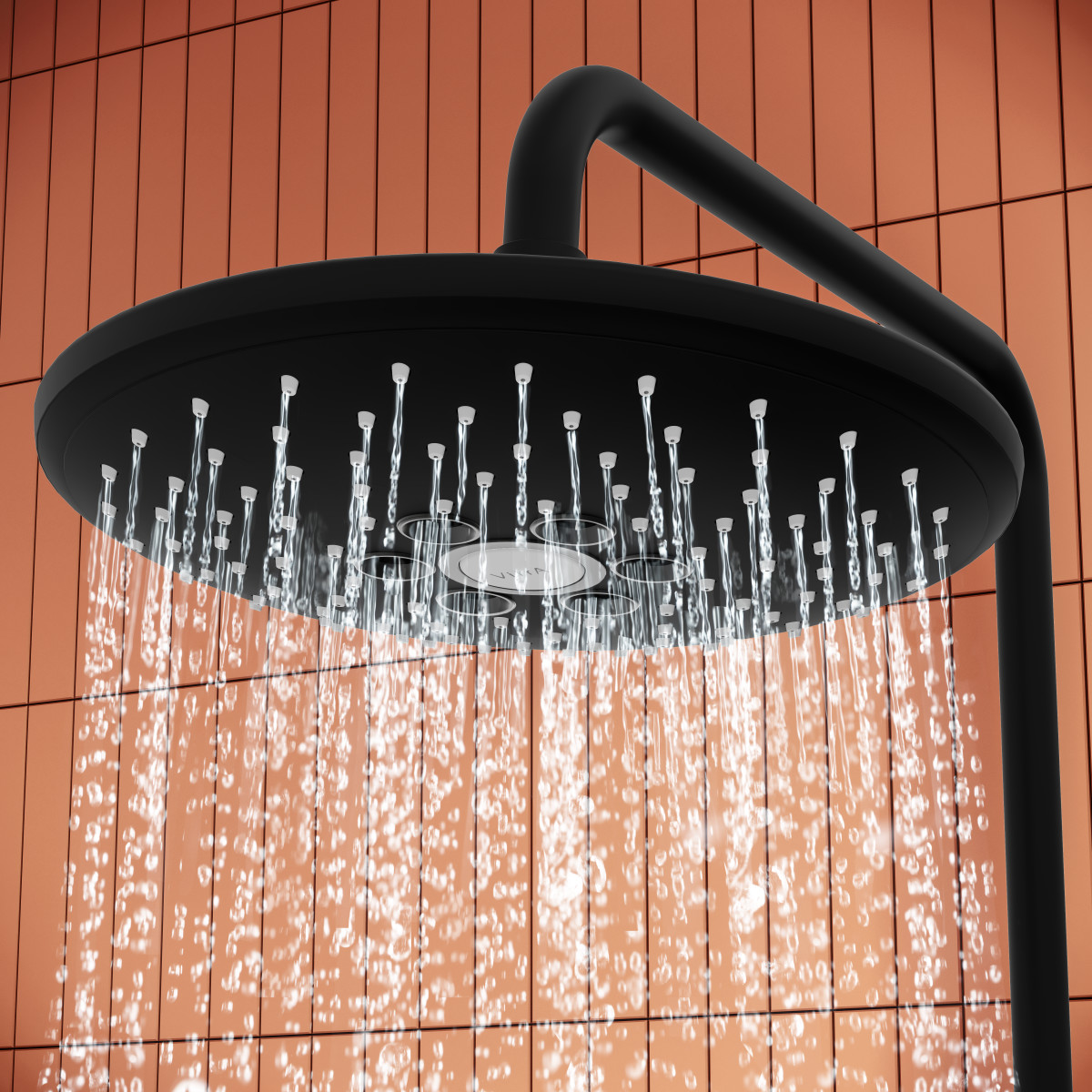 Душевая система VitrA Aquaheat (Аквахит) A4720536EXP с термостатическим смесителем и ручным душем матовая черная латунь