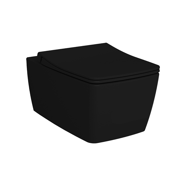 Подвесной унитаз VitrA Metropole 7672B083-0101 безободковый Rim-ex матовый черный санитарный фарфор антибактериальное покрытие Hygiene