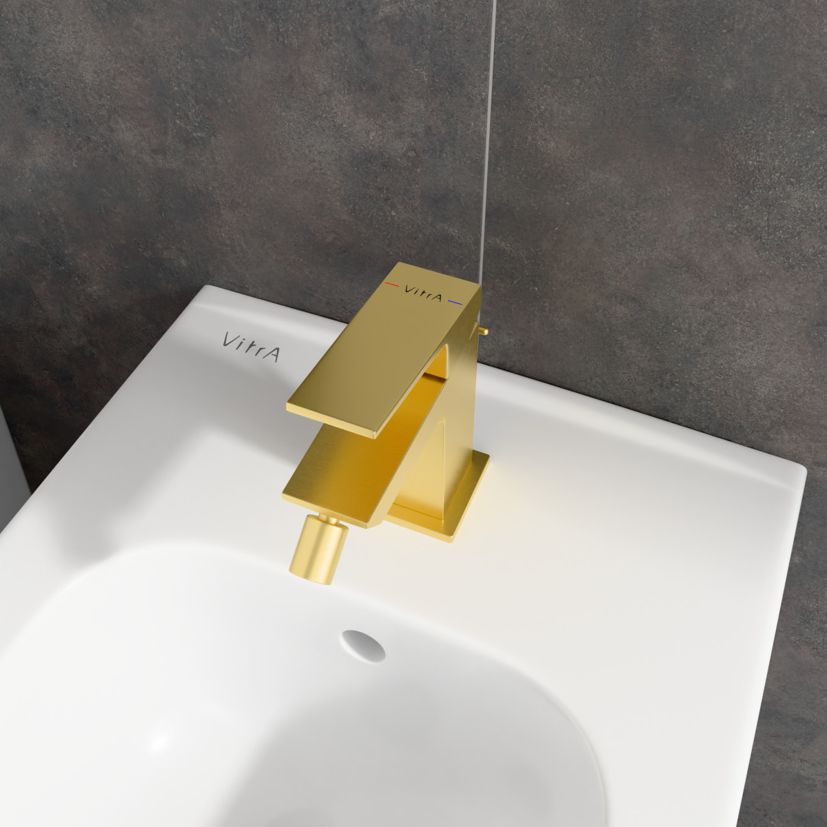 Смеситель для биде VitrA Minimax S (Минимакс С)quare (Минимакс Скуэр) A4372625EXP однорычажный брашированное золото латунь