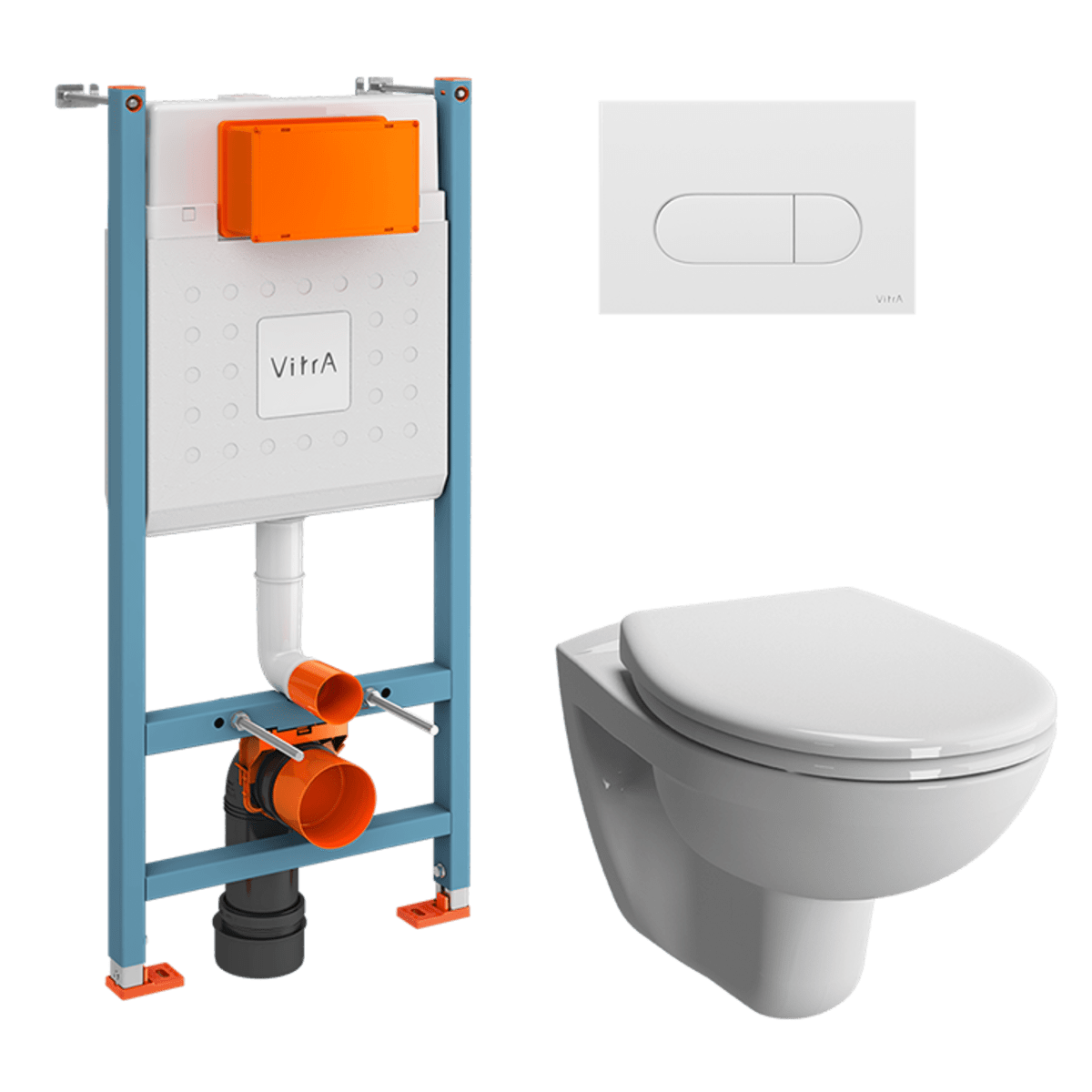 Инсталляция с унитазом VitrA Normus 9773B003-7207 комплект 4 в 1 цвет клавиши глянцевый белый