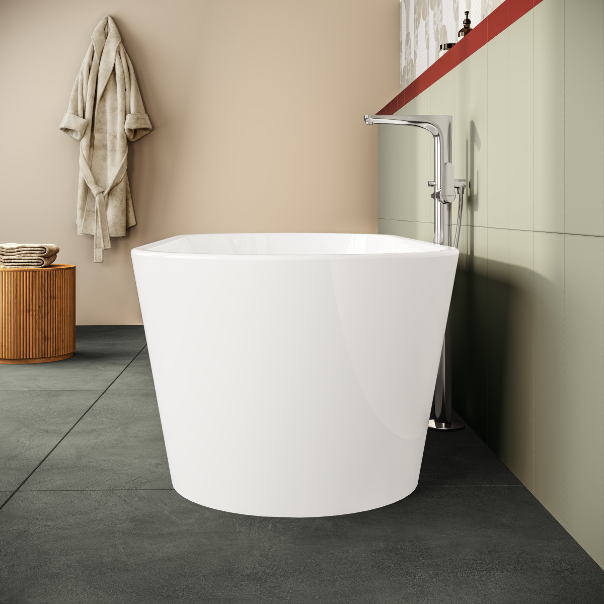 Ванна VitrA Geo (Гео) 65380006000 180 x 80,5 см отдельностоящая акриловая прямоугольная белая