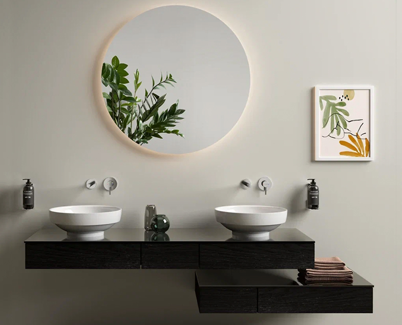 Столешница стеклянная Origin 90 см, без отверстия, черная