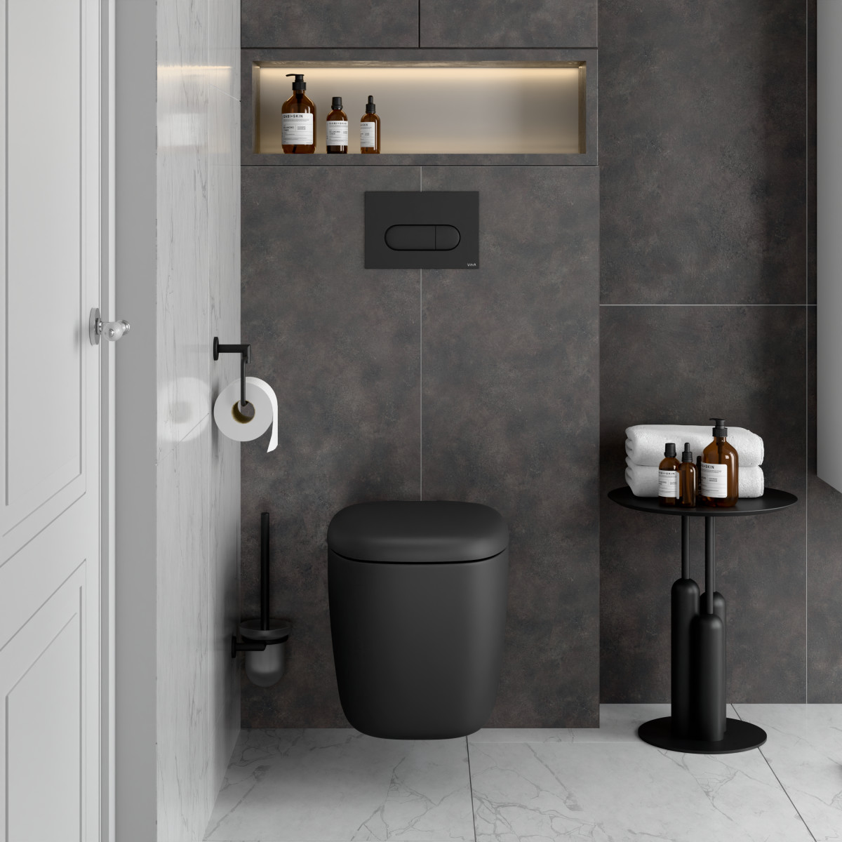 Подвесной унитаз VitrA Plural 7830B483-0075 безободковый Rim-ex матовый черный санитарный фарфор антибактериальное покрытие Hygiene + Clean