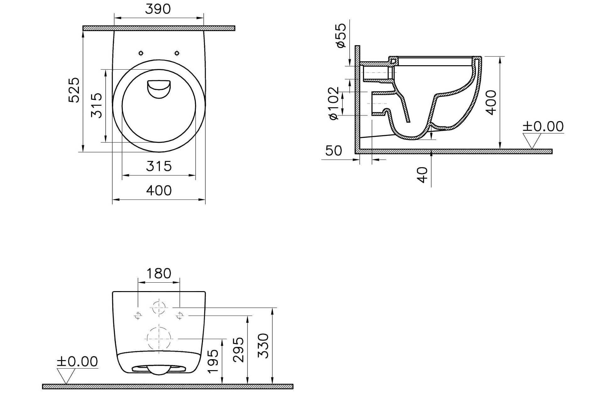 Унитаз подвесной Vitra Voyage безободковый 7233B403-0075