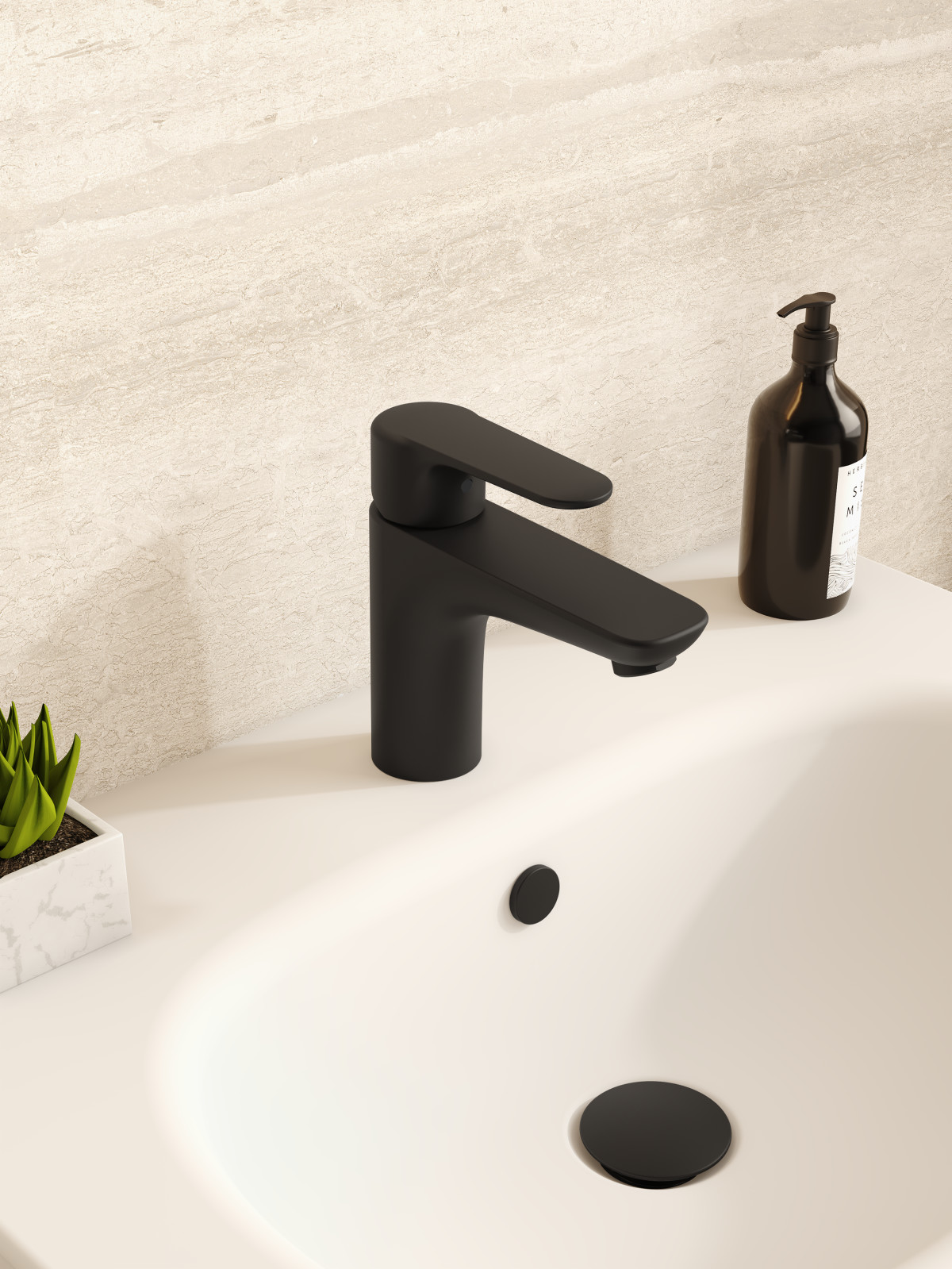 Смеситель для раковины VitrA Root Round A4270636EXP однорычажный матовый черный латунь