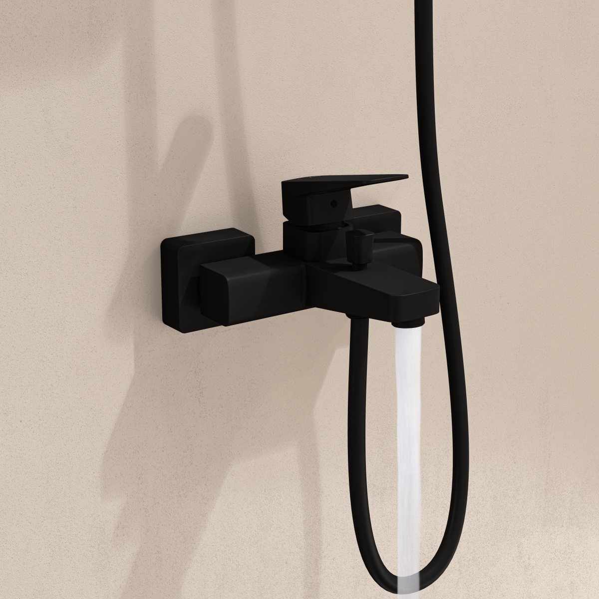 Смеситель настенный VitrA Root Square (Рут Скуэр) A4273736EXP для ванны однорычажный матовый черный латунь