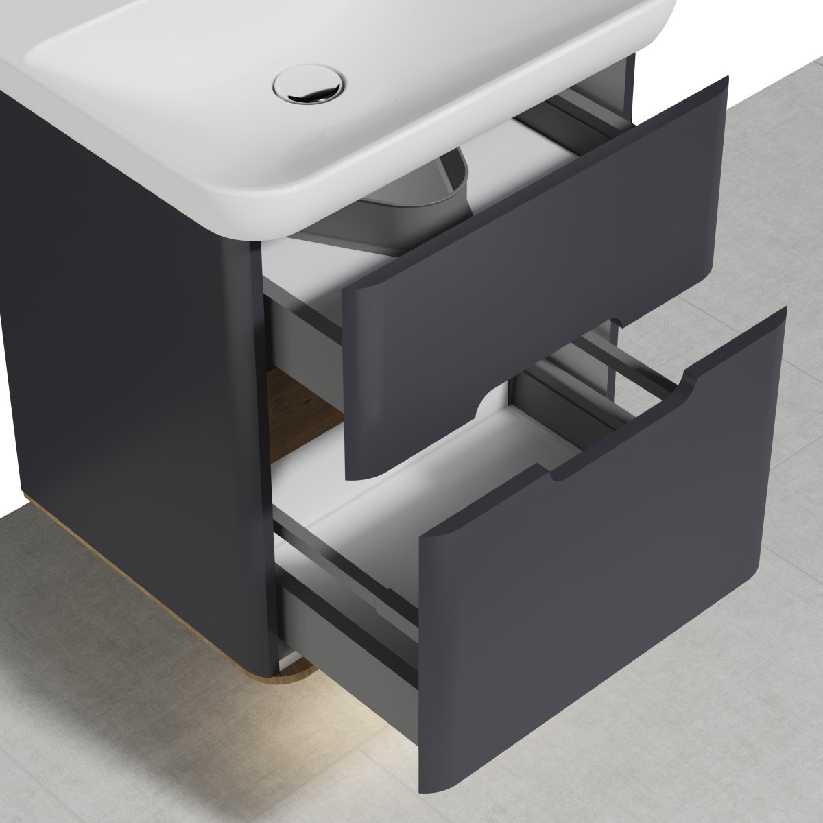 Тумба с раковиной для ванной VitrA Sento (Сенто) 60834 65 см матовая антрацит МДФ