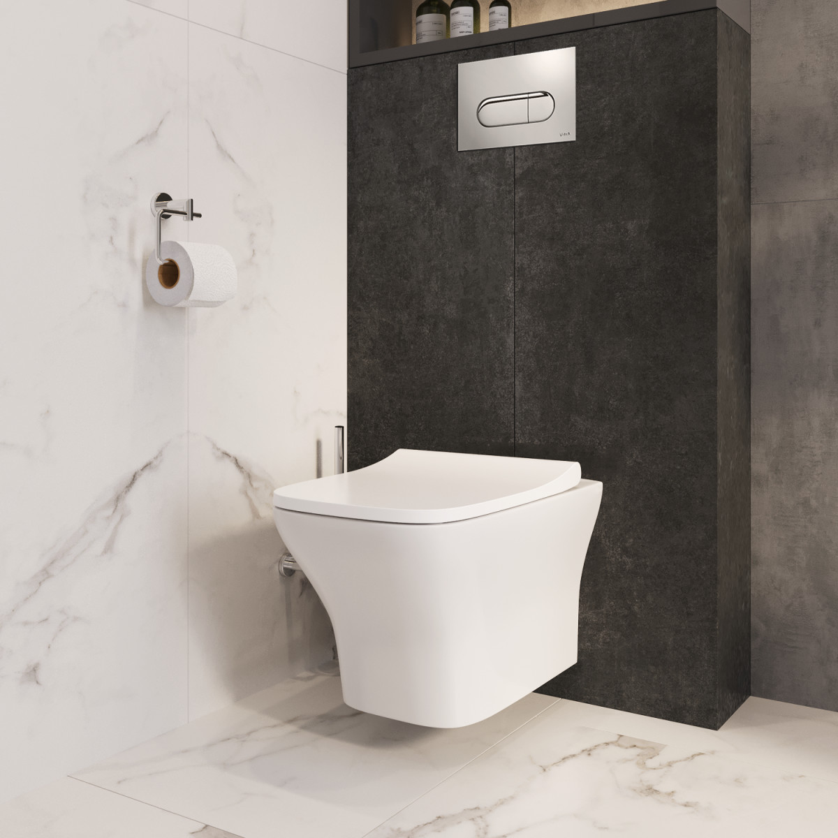 Подвесной унитаз VitrA Zentrum Square 7484B003-0075 безободковый SmoothFlush белый санитарный фарфор антибактериальное покрытие Hygiene