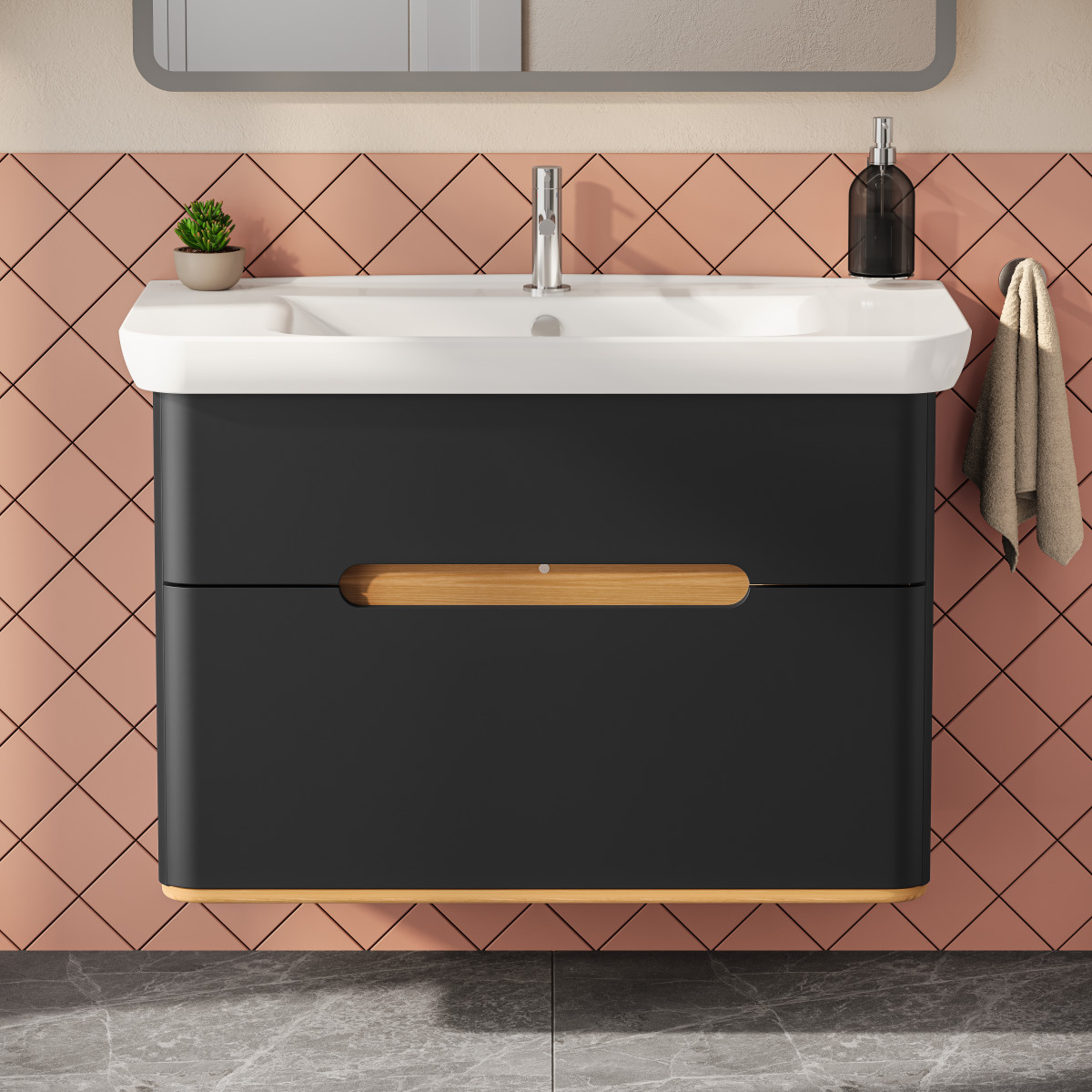 Тумба с раковиной для ванной VitrA Sento 60838 100 см матовая антрацит МДФ