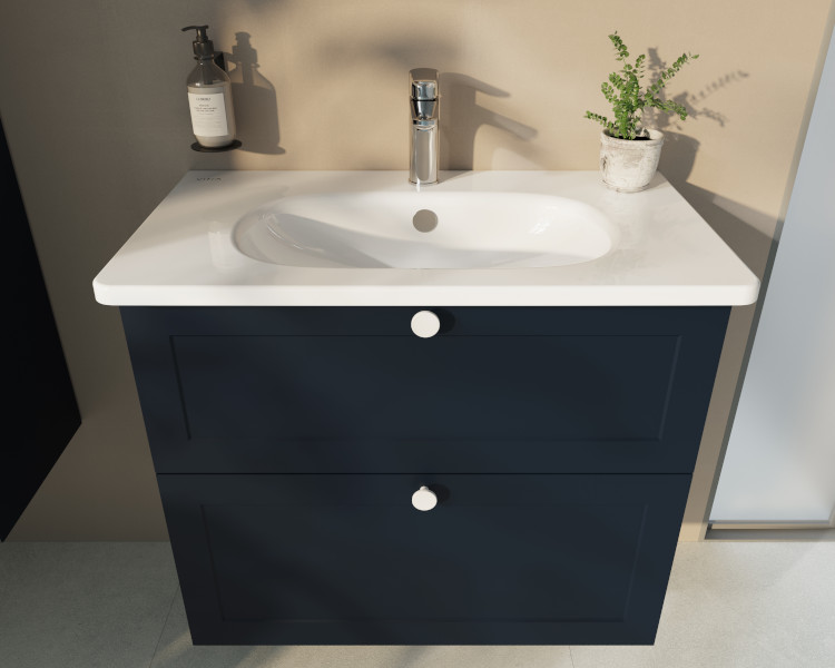 Модуль Root Classic 80 см с классической раковиной, матовый темно-синий