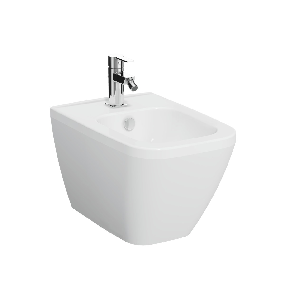 Биде VitrA Integra Square 7083B003-0288 подвесное белое с отверстием под смеситель покрытие Hygiene