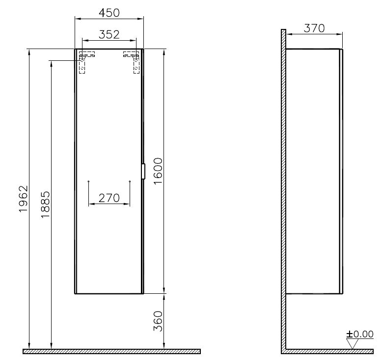 Пенал Nest Trendy 45 см, левосторонний, натуральное дерево