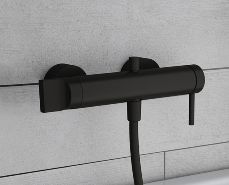 Смеситель настенный VitrA Origin A4261936WTC для ванны однорычажный матовый черный латунь