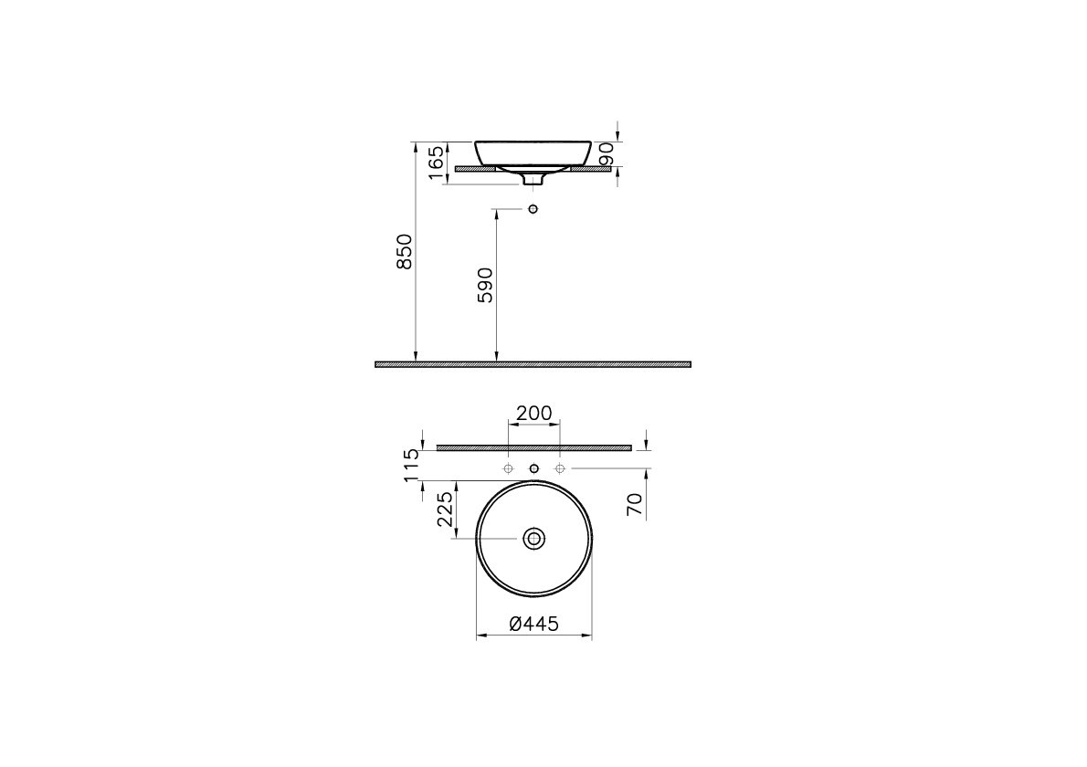 Раковина-чаша Metropole, круглая 45 см, c переливом, цвет белый