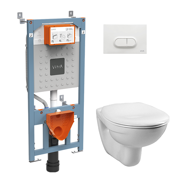 Комплект подвесной унитаз VitrA  Normus, система инсталляции VitrA V12, кнопка Loop O глянцевый белый, сиденье стандарт