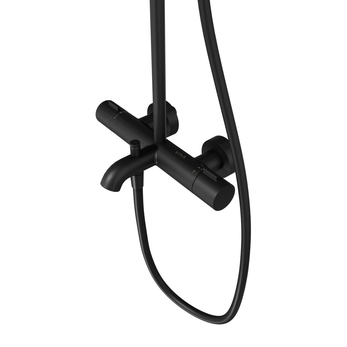 Душевая система VitrA Base Round A4730336EXP с термостатическим смесителем и ручным душем матовая черная латунь