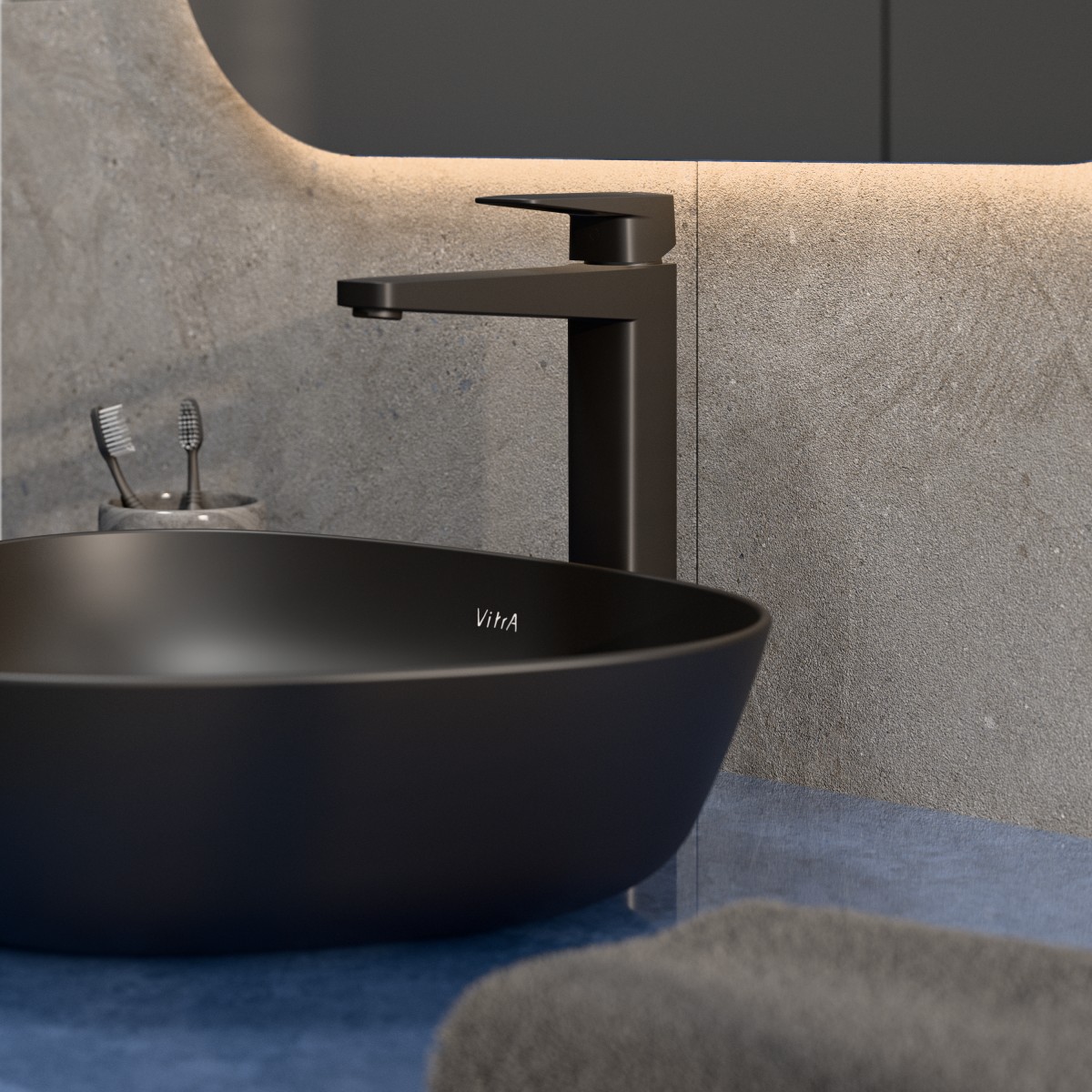 Смеситель для раковины VitrA Root Square (Рут Скуэр) A4273336EXP однорычажный матовый черный латунь
