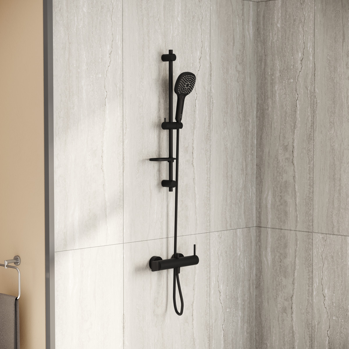 Смеситель настенный VitrA Origin A4261936WTC для ванны однорычажный матовый черный латунь