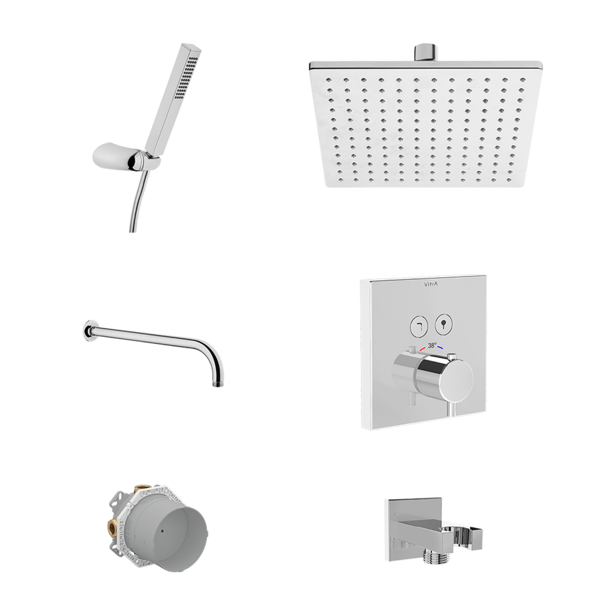 Встраиваемый душевой комплект VitrA Square A49309EXP с термостатом хром латунь