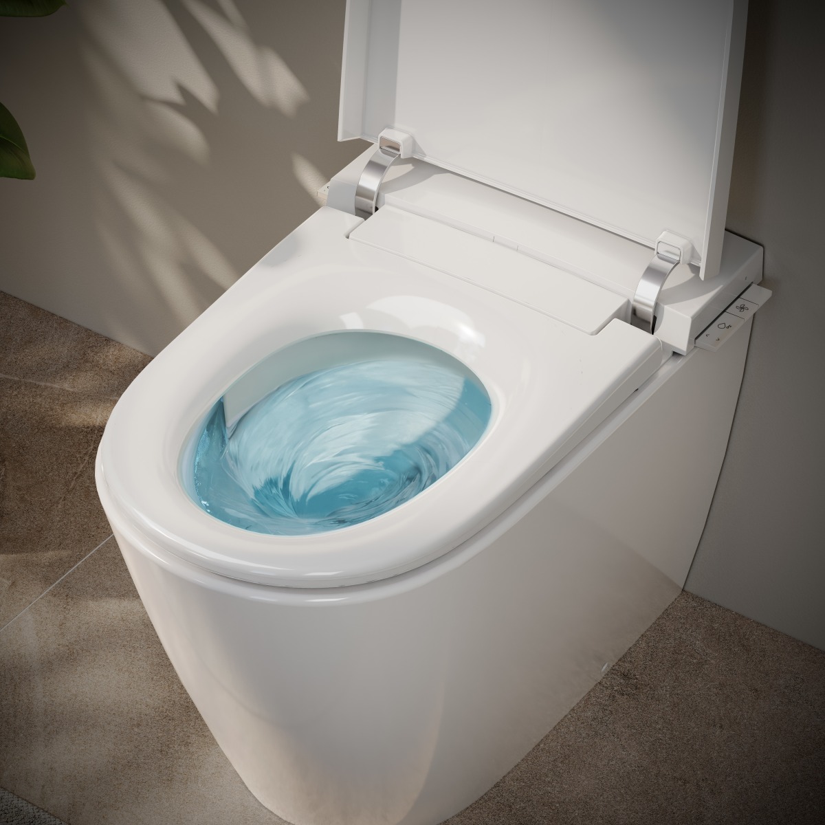 Умный унитаз VitrA V-Care 3 Prime (Ви-Кеар 3 Прайм) подвесной, смыв торнадо, управление из приложения, с пульта, с боковых клавиш, персональные настройки, вариативность струи, система самоочистки, автоматическое открывание
