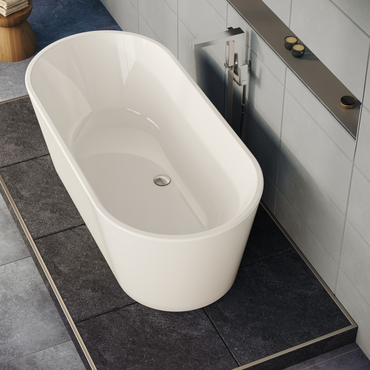 Ванна VitrA Geo 65370006000 170 x 80,5 см отдельностоящая акриловая прямоугольная белая