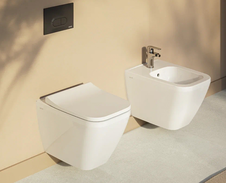 Комплект подвесной безободковый унитаз VitrA Integra Square, система инсталляции VitrA V12, кнопка Loop T матовый хром, тонкое сиденье микролифт