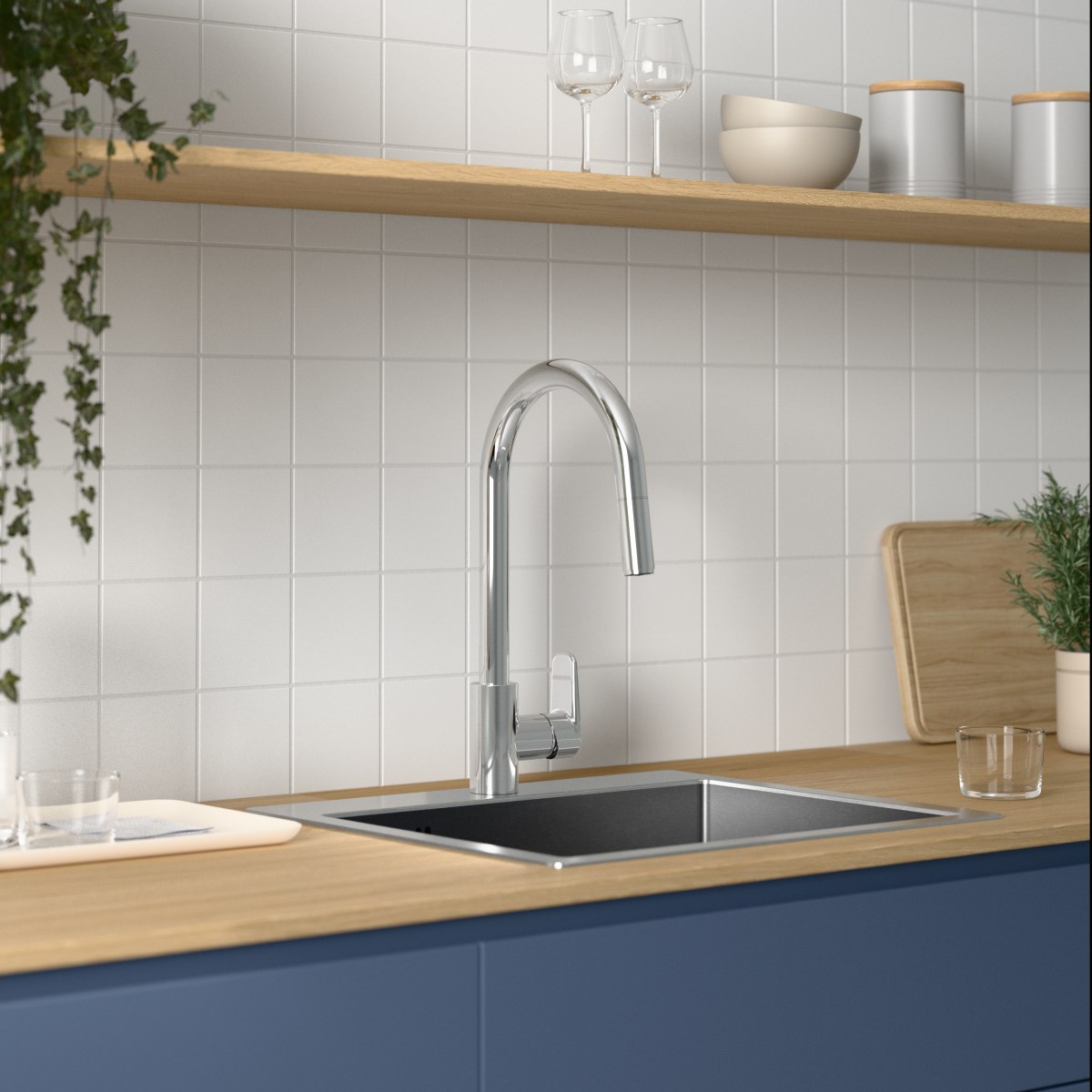 Смеситель для кухни VitrA Flow Soft (Флоу Софт) A43445EXP с поворотным изливом однорычажный хром латунь
