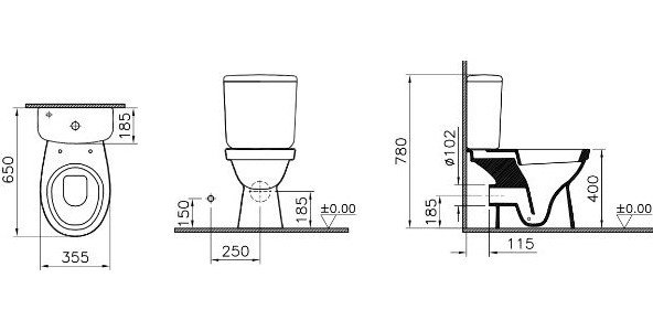 Напольный унитаз Vitra Norm Fit Duroplast, крышка дюропласт с микролифтом