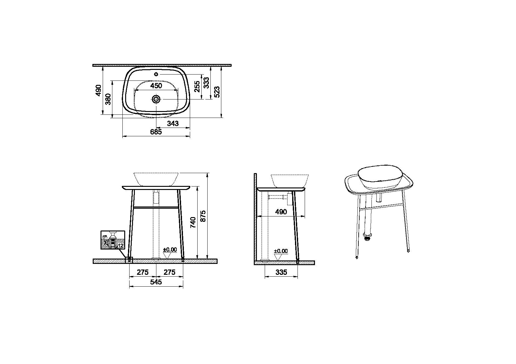 Отдельностоящий модуль Plural для раковины 70 см, высокий, матовый черный 64056