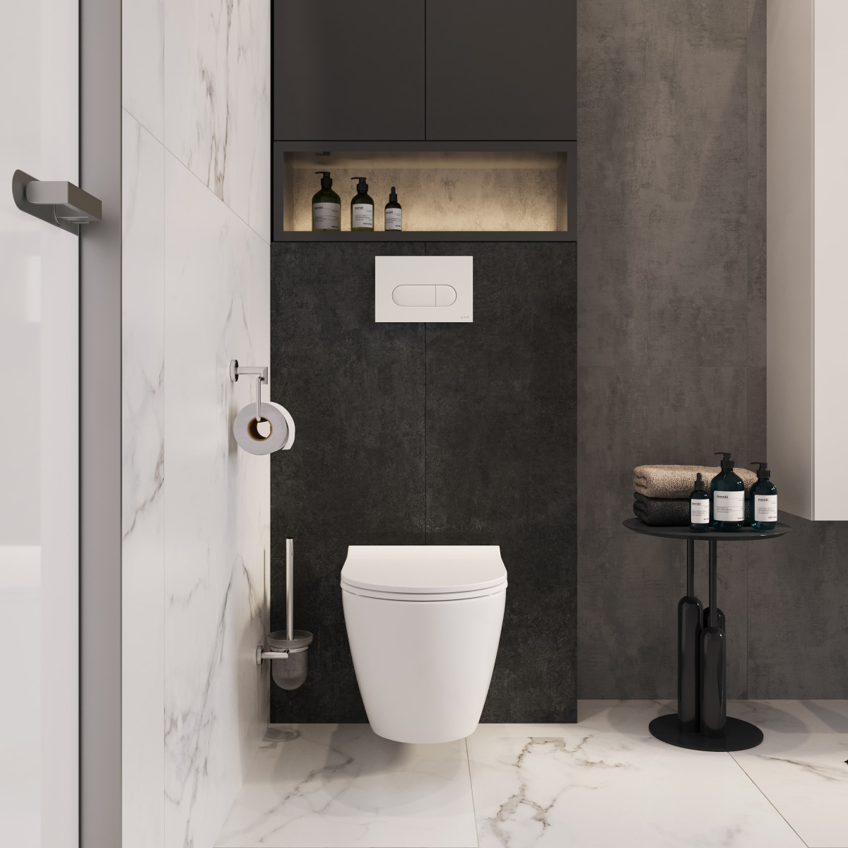 Инсталляция с унитазом VitrA Mia Round 9873B003-7201 комплект 4 в 1 с сиденьем микролифт безободковый цвет клавиши глянцевый хром