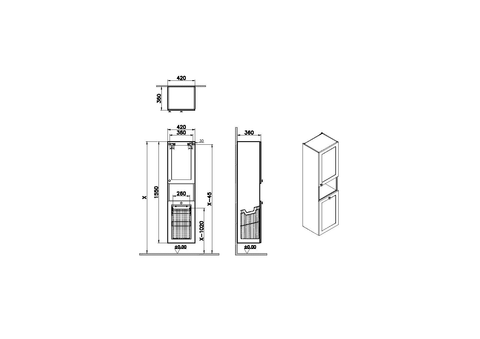 Пенал Root Classic 40 см, правосторонний, матовый белый