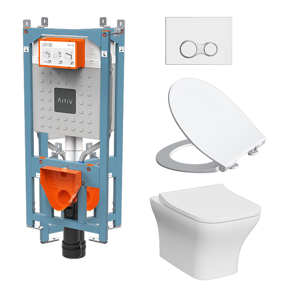 Комплект Vitra Zentrum Square Инсталяция VitrA V12 для подвесного унитаза  Zentrum Square и клавиша смыва