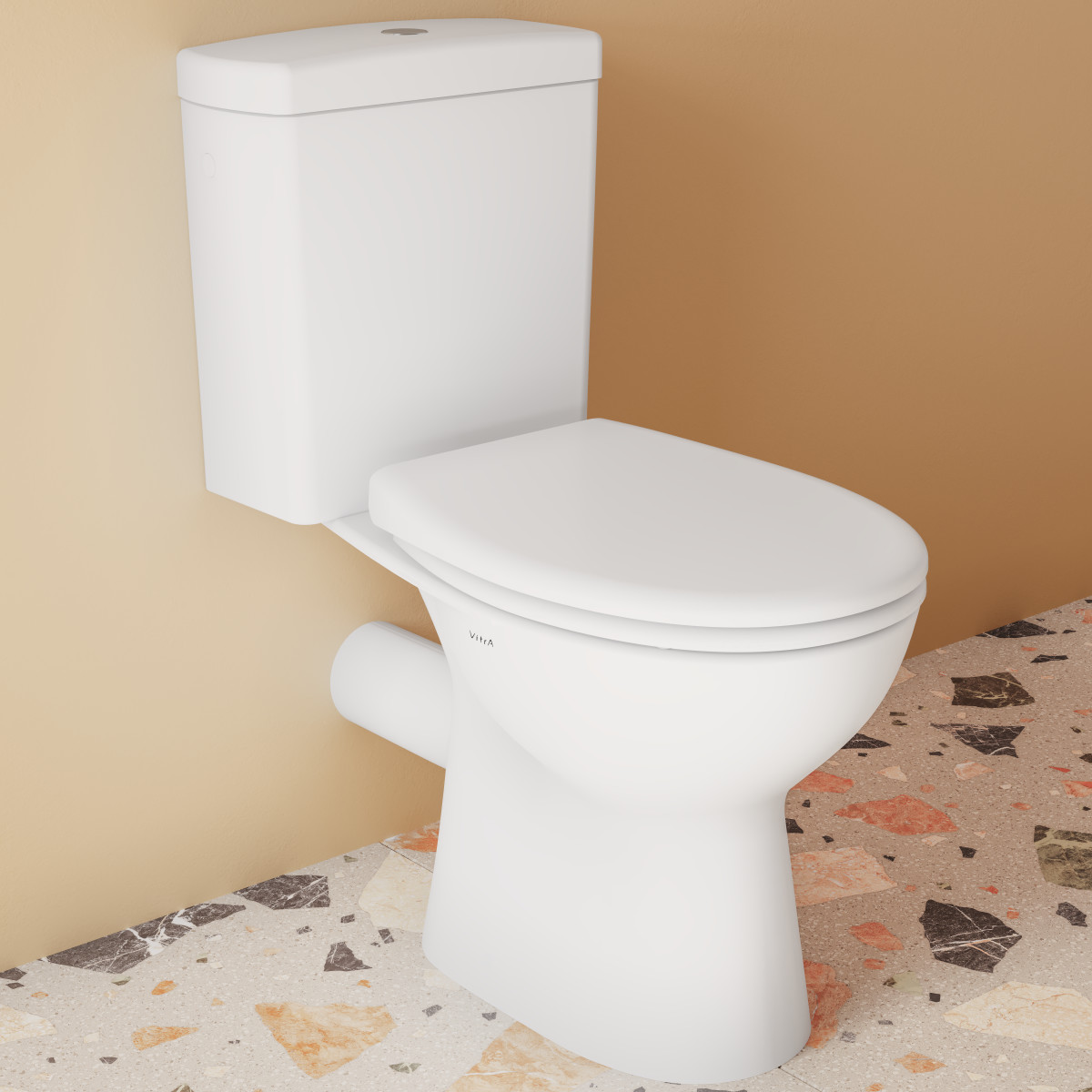 Унитаз-компакт напольный VitrA S10 9864B003-7201 с сиденьем без микролифта белый санитарный фарфор антибактериальное покрытие Hygiene