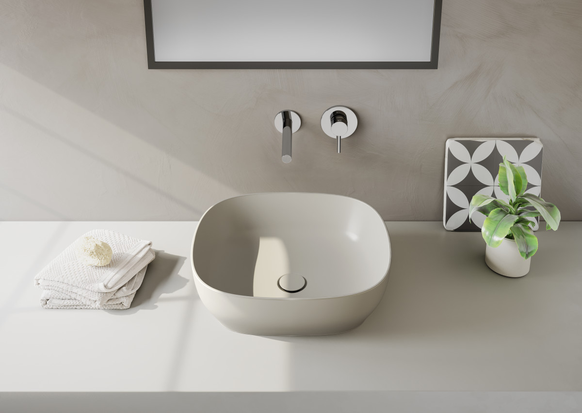 Раковина чаша VitrA Outline Recycled 7994B066-0016 48 x 42 см накладная матовая бежевая антибактериальное покрытие Hygiene