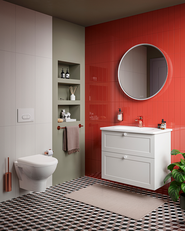 Комплект унитаза с инсталляцией Vitra Zentrum L-box 9012B003-7206 с сиденьем Микролифт и клавишей смыва Хром глянцевый