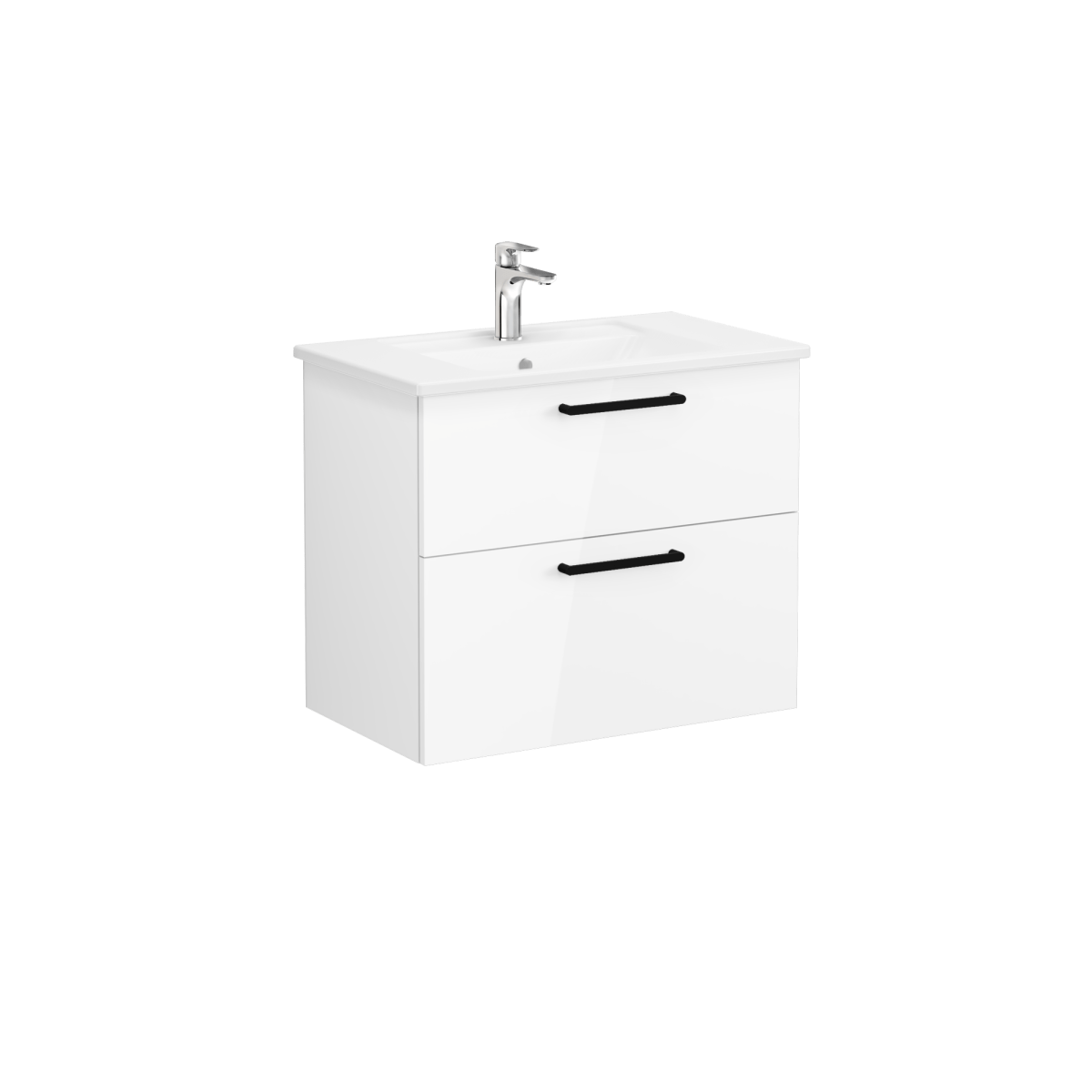 Тумба с раковиной для ванной VitrA Root (Рут) Flat 66306 80 см глянцевая белая МДФ