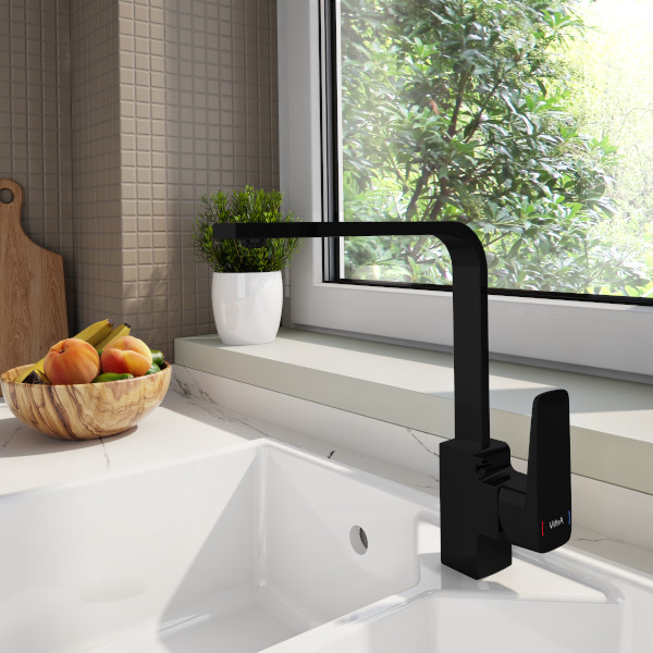 Смеситель Root Square для кухни, матовый черный