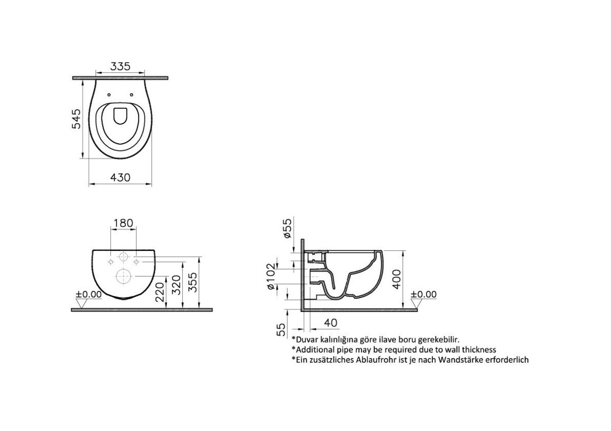 Подвесной унитаз VitrA Memoria 5885B403-0101 безободковый Rim-ex белый санитарный фарфор антибактериальное покрытие Hygiene + Clean