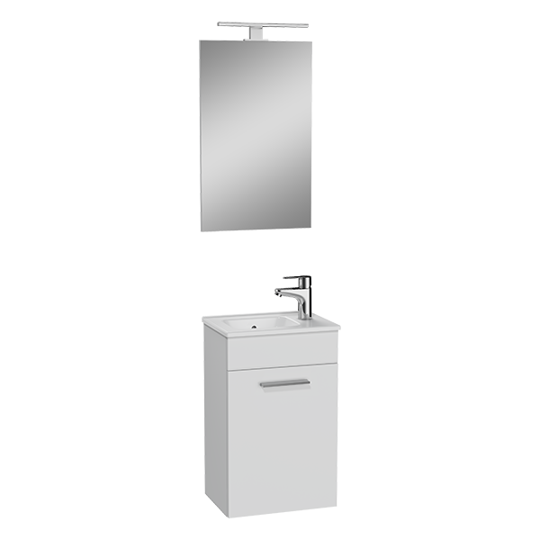 Набор мебели Mia 40 см с раковиной и дверцей, белый глянцевый