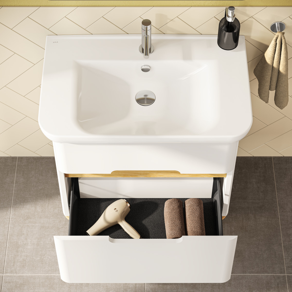 Тумба с раковиной для ванной VitrA Sento (Сенто) 60824 80 см матовая белая МДФ