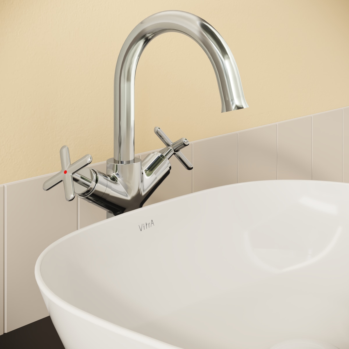 Смеситель для раковины VitrA Origin Classic (Ориджин Классик) A42886 двухрычажный хром латунь