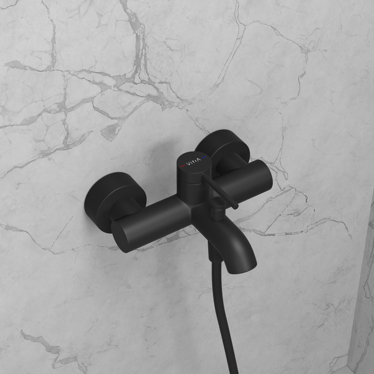 Настенный смеситель для ванны VitrA Minimax Round (Раунд) (Минимакс Раунд) A4354836EXP однорычажный матовый черный латунь