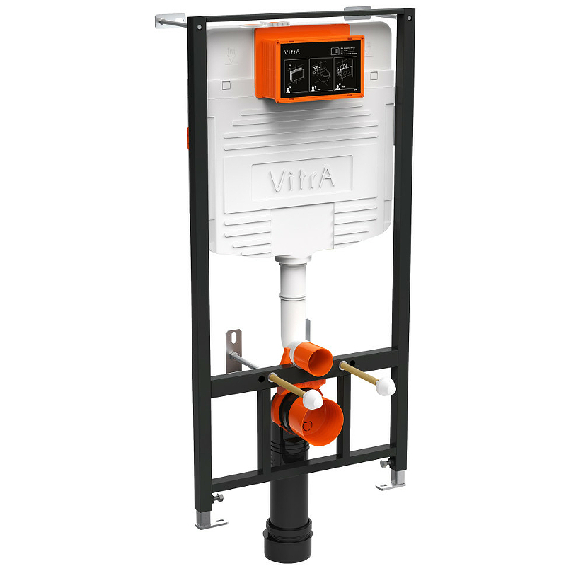 Комплект унитаза с инсталляцией Vitra Zentrum L-box 9012B003-7206 с сиденьем Микролифт и клавишей смыва Хром глянцевый