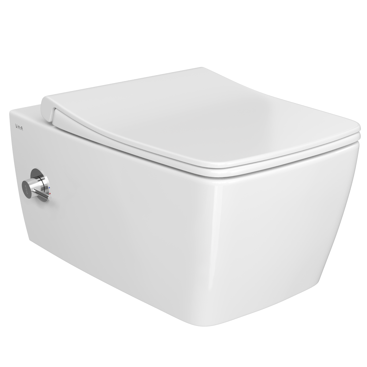 Подвесной унитаз VitrA Metropole (Метрополь) 7672B003-1684 с функцией биде и встроенным смесителем безободковый Rim-ex белый санитарный фарфор антибактериальное покрытие Hygiene (Хайджн)