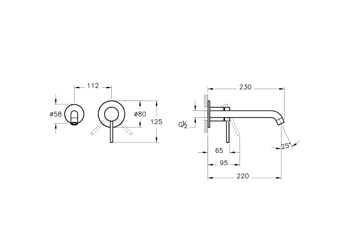 Встраиваемый смеситель для раковины VitrA Minimax Round (Раунд) (Минимакс Раунд) A43549EXP однорычажный хром латунь